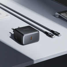 Сетевое зарядное устройство с выходом Type-C, 3.0А, 65W GaN, черный, C159A , каб. Type-C- Type-C