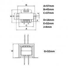Трансформатор 6V 0.25A 1.2W серии EI35-13 RUICHI 57*32*32мм