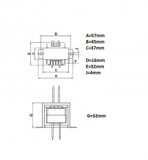 Трансформатор 6V 0.25A 1.2W серии EI35-13