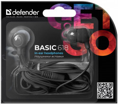 Наушники вкладыш Basic 618 черные DEFENDER