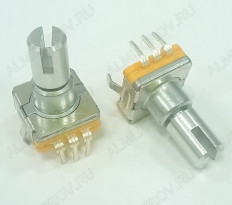 Энкодер а/м 5 pin с кнопкой (25) (R0) Вал 14 мм, металл, накатка,
