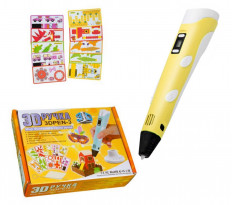 3D ручка "3D PEN-3" желтый Питание-5V,2А;трафареты/коврик/3Dшаблоны/шомпол/набор пластика