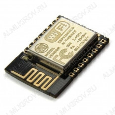 Модуль Wi-Fi ESP-12E, на чипе ESP8266 фирмы Espressif. No name ОЗУ: 80 Кб; Flash память: 4 Мб; Напряжение питания: 1.7 - 3.6 В.; Потребляемый ток: до 300мА