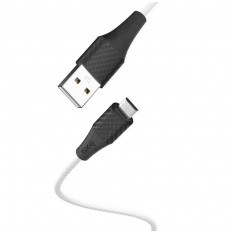 Кабель USB-microUSB, 1.0м, для зарядки и передачи данных, белый, (X32) HOCO 2.0A, ТПЭ (TPE) тканевая оплётка, ...