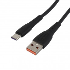 Кабель USB-Type-C, 1.0м, для зарядки и передачи данных, чёрный, (GP07T) GoPower 2.4A, силикон, быстрая зарядка
