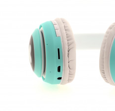 Наушники беспроводные STN-28 Cat, Бирюзовый, накладные с микрофоном, дизайн с кошачьими ушками
