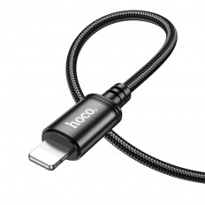 Кабель USB-Lightning, 1.0м, для зарядки и передачи данных, чёрный, (X89 Wind) HOCO 2.4A, тканевая оплетка, ...