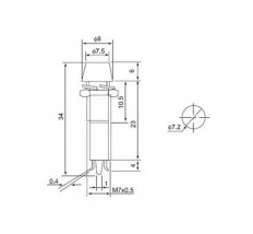 Лампа индикаторная 220V 7mm желтый RWE-101 220VAC; d=7.2mm