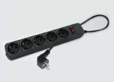 Фильтр сетевой SP-530 3м черный (5 розеток) СПУТНИК 10A, ABS-пластик, кабель 3х0.75мм; макс. нагрузка 2200Вт, коробка 40шт