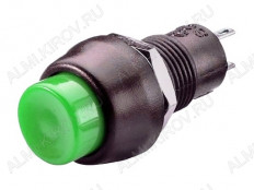 Кнопка RWD-206 ON-OFF зеленая, с фиксацией d=10.2mm; 1A/250VAC; 2pin