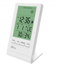 Метеостанция CAT-040 white RITMIX Измерение внутренней температуры и влажности, часы, будильник. календарь; питание G10 (нет в комплекте)