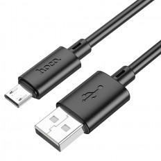 Кабель USB-microUSB, 1.0м, для зарядки и передачи данных, чёрный, (X88) HOCO 2.4A, ПВХ (PVC), ...