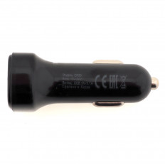 Автомобильное зарядное устройство с выходом 2*USB, 3A, CR30, черный, с вольтметром