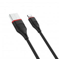 Кабель USB-Lightning, 1.0м, для зарядки и передачи данных, чёрный, (BX17 Enjoy) BOROFONE 2.0A, ПВХ (PVC), ...