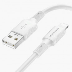 Кабель USB-Lightning, 1.0м, для зарядки и передачи данных, белый, (BX80) BOROFONE 2.4A, ПВХ (PVC), ...