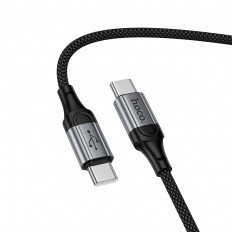 Кабель Type-C-Type-C, 1.0м, для зарядки и передачи данных, черный X121 Nuevo, пружинный,