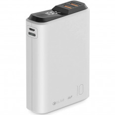 Аккумулятор внешний 10000mAh QS-10 белый OLMIO вход: microUSB/Type-C; выход: Type-C/USB*2; ток 3A; QC3.0, PD до 18W; LED-дисплей