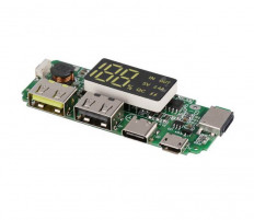 Модуль для создания Power Bank 2А с дисплеем (H961-U) No name Максимальный ток на отдачу 2А; Вход: microUSB/Type-C; Выход: USB*2/Type-C