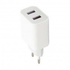 Сетевое зарядное устройство с выходом 2*USB, 2.4А, белое, GP2U GoPower Uвх=100-240VAC; Uвых=DC5V/2.4A; огнестойкий пластик