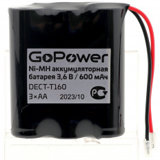 Аккумулятор 3.6V 600mAh DECT-T160 GoPower NiMh; 3xAA; 1/15