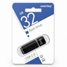 Карта Flash USB 32 Gb колп (Quartz Black) SMART BUY с колпачком; USB 2.0