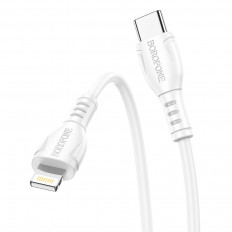 Кабель Type-C-Lightning, 1.0м, для зарядки и передачи данных, белый, (BX51)