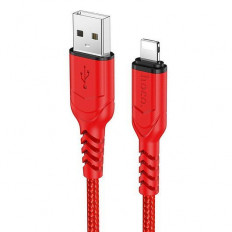Кабель USB-Lightning, 1.0м, для зарядки и передачи данных, красный, (X59 Victory) HOCO 2.4A, нейлон (тканевая оплётка), ...