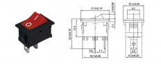 Сетевой выключатель RWB-201 (KCD1-101) ON-OFF черный с фиксацией 19,2*13,0mm; 6A/250V; 2 pin