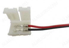 Разъем для LED-ленты, 8мм, 1 разъем с проводом, 2pin-8mm30mm-1 (000170) SWG IP20; для открытых одноцветных лент; защелка; длина провода 15см