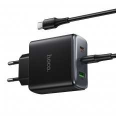 Сетевое зарядное устройство с вых.USB,2*Type-C,3.0A,черный C160A Upgrade GaN PD65W+QC3.0,с каб.Type-C
