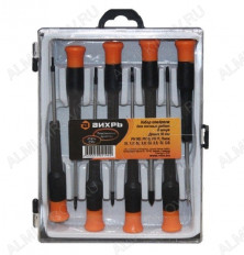 Набор отверток для точных работ HOT 8 Вихрь 8 отверток: PH00; PH0; PH1; Пика; SL1,5; SL2,0; SL2,5; SL3,0.