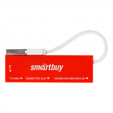 Card Reader SBR-717-R красный Smartbuy USB2.0; поддержка: microSD, MiniSD, SD, XD, MMC, MS, M2 универсальный