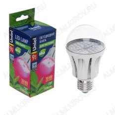Лампа светодиодная (L268) фито. LED-A60-9W/SP/E27/CL ALM01WH Uniel