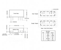 Модуль DC/DC F0505S-1WR3 SIP7 MORNSUN Uвх: 4.5...5.5V; Uвых: 5V; Iвых: 0.2А; Pвых.: 1W; 4-pin