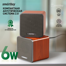 Компьютерные колонки SBA-4700 CUBES 6W дерево Smartbuy RMS=6Вт; разъем 3,5; питание от USB