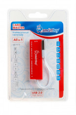 Card Reader SBR-717-R красный Smartbuy USB2.0; поддержка: microSD, MiniSD, SD, XD, MMC, MS, M2 универсальный