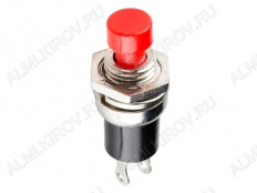 Кнопка RWD-301 OFF-(ON) красная, без фиксации d=7.2mm; 0.5A/250VAC; 2pin