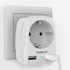 Фильтр сетевой TS-611-DE White (1 розетка + 2 USB-разъема)