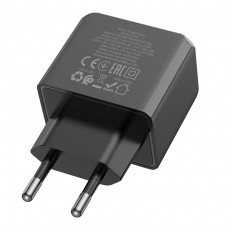 Сетевое зарядное устройство с вых. USB, Type-C, 3.0A, 20W, черный CS14A Ocean с каб.Type-C-Type-C