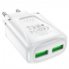 Сетевое зарядное устройство с выходом 2*USB, 3.0A BA54A белое, 18W, BOROFONE Uвх=100-240VAC; Выход USB2: QC3.0