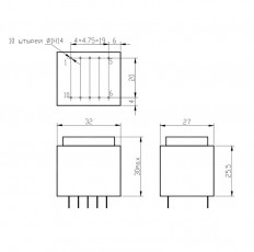Трансформатор ТПК-2-2*12В 12V*2 0.1A*2 2.5W