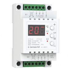Терморегулятор Terneo K2 (2 канала) DS Electronics на DIN рейку; -9...+99°С, 2*16A(2*3,6кВт). Для теплого пола. 2 независимых канала.