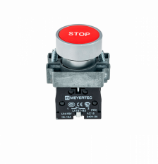 Кнопка плоская с маркировкой "STOP", металл, 1NC, MTB2-BAZ12434 MEYERTEC