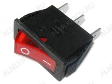 Сетевой выключатель RWB-403 (SC-791) ON-OFF красный с фиксацией c подсветкой 28,0*10,2mm; 15A/250V; 3 pin