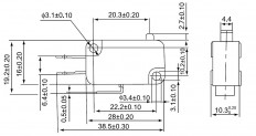 Переключатель RWA-301 (RWA-401) ON-(ON) кнопка 16A/250V; 3 pin