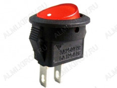 Сетевой выключатель RWB-105 ON-OFF красный круглый с фиксацией d=15.2mm; 3A/250V; 2 pin