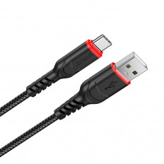 Кабель USB-Type-C, 1.0м, для зарядки и передачи данных, чёрный, X59 Victory HOCO 3.0A, нейлон (тканевая оплётка), ...