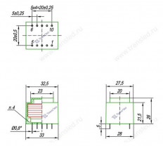 Трансформатор ТПГ-1-12(В) 12V 0.125A 1.5W ТрансЛед 33*28*26мм; герметизированный; масса 0.08кг