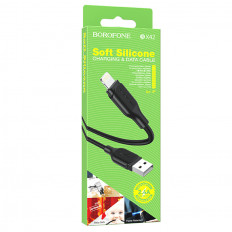 Кабель USB-Lightning, 1.0м, для зарядки и передачи данных, черный, (BX42) BOROFONE 2.4A, ПВХ (PVC), ...