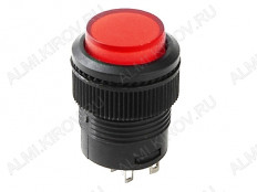 Кнопка RWD-314 (R16-503A) ON-OFF красная, с фиксацией, с подсветкой 3V d=16mm; 3A/250VAC; 4pin